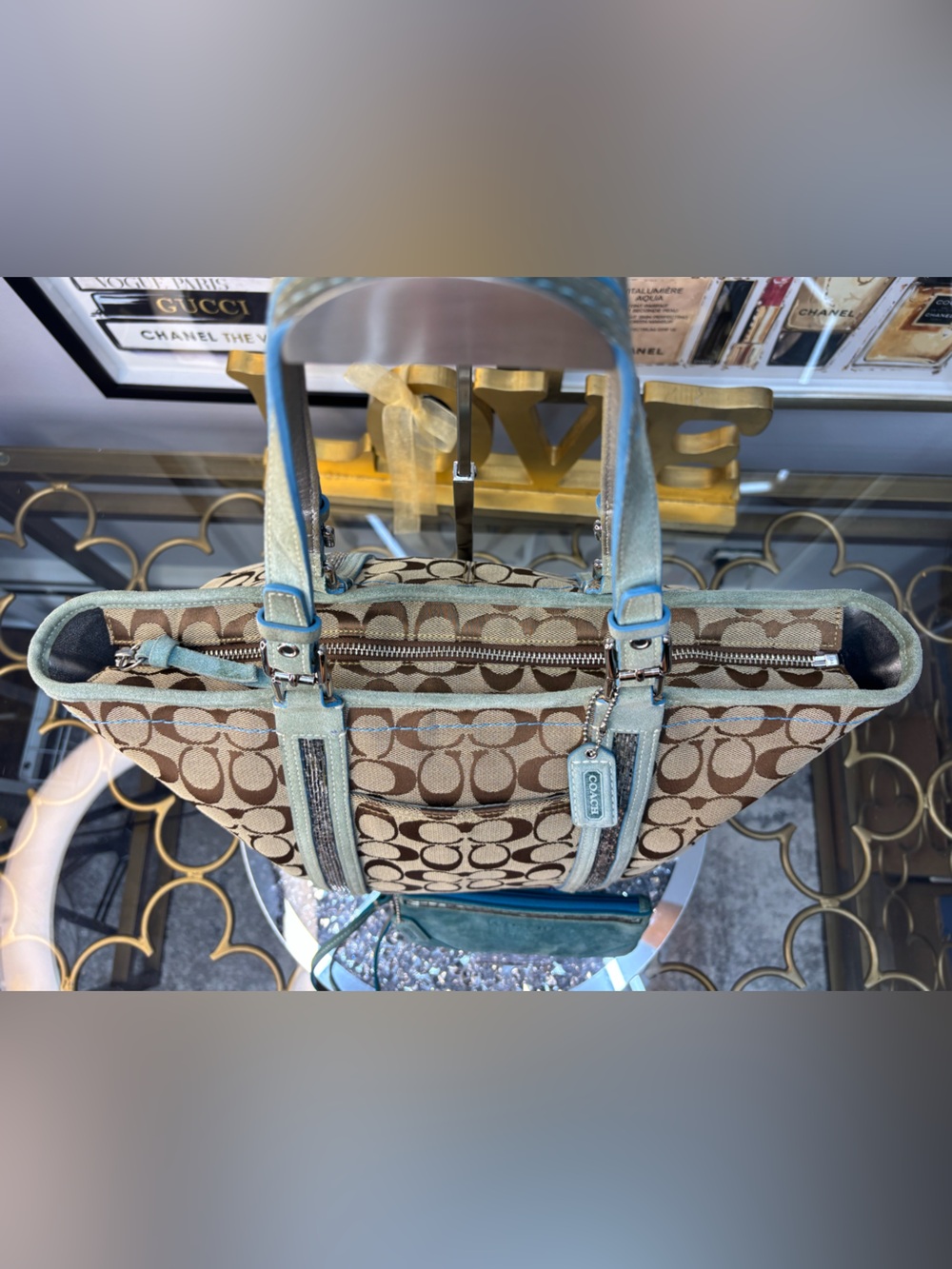 Coach 2005 vintage y2k Signature Gallery Beaded Tote w/ matching wallet GUC - Picture 11 of 17
